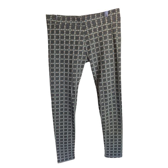Pact Houndstooth Leggings M Womens Gray Taupe Mint Organic Cotton Casual - Picture 1 of 5